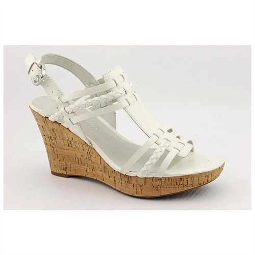 Franco Sarto Cerise White Faux Leather Wedge Sandals Shoes, $28 | buy ...
