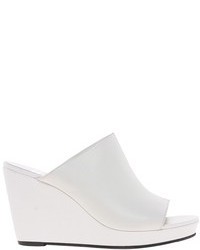 Vagabond Gwai White Leather Peep Toe Wedge Sandals 01 White