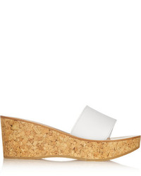 K Jacques St Tropez Kirielle Leather And Cork Wedge Slides