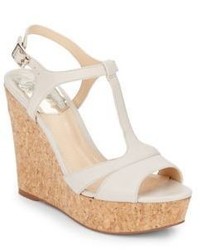 Vince Camuto Leather Cork T Strap Wedge Sandals