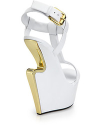 Giuseppe Zanotti Metal Trimmed Cutout Wedge Leather Sandals