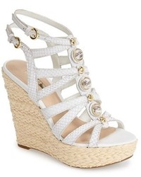 GUESS Onixx Snake Embossed Leather Wedge Sandal