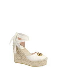 Gucci Palmyra Ankle Tie Espadrille Wedge