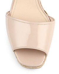 Prada Patent Leather Espadrille Wedge Sandals