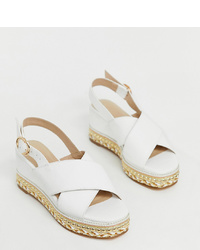 Simply Be Wide Fit Simply Be Wide Foot Flatform Espadrille Sandals With Cross Front In White