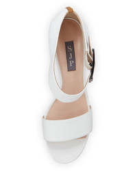 Sarah Jessica Parker Sjp By Tate Leather Wedge Sandal White