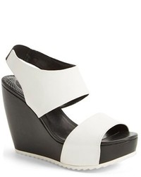 Trouv Morgan Platform Wedge Leather Sandal