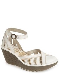 Fly London Yeil Leather Ankle Strap Wedge Sandal