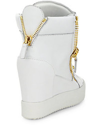 Giuseppe Zanotti Chains Leather Wedge High Top Sneakers
