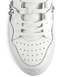 Ash Cl Studded Strap Leather Wedge Sneakers