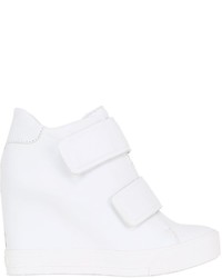 DKNY 100mm Nappa Leather Wedge Sneakers