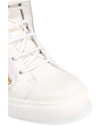 Giuseppe Zanotti Embellished Textured Leather Wedge Sneakers