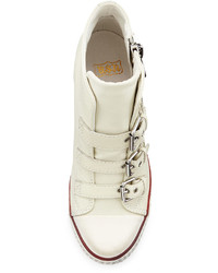Ash Gin Bis Buckled Leather Wedge Sneaker Off White