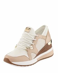 MICHAEL Michael Kors Michl Michl Kors Scout Mixed Mesh Wedge Trainer Sneaker White Oyster