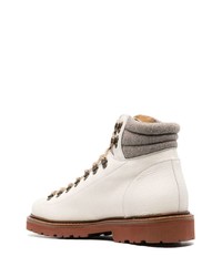 Brunello Cucinelli Lace Up Leather Hiking Boots