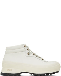 Jil Sander White Lace Up Work Boots