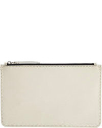 White Leather Zip Pouch