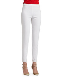 St. John Collection Soft Stretch Denim Leggings With Elastic Waistband And Back Leg Seam Detail