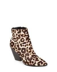 White Leopard Calf Hair Ankle Boots