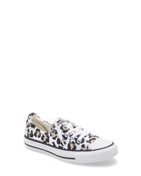 White Leopard Canvas Low Top Sneakers