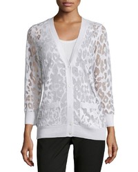 Magaschoni Burnout Leopard Cardigan With Pockets