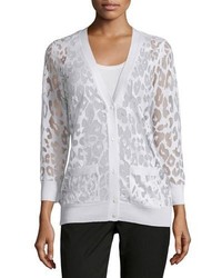 Magaschoni Burnout Leopard Cardigan With Pockets