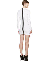Anthony Vaccarello White Leopard Spot Embroidered Dress
