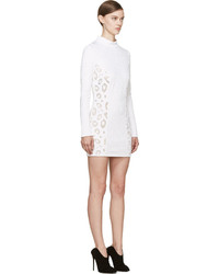 Anthony Vaccarello White Leopard Spot Embroidered Dress