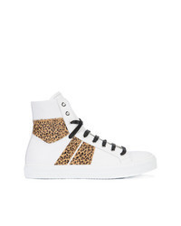 White Leopard High Top Sneakers