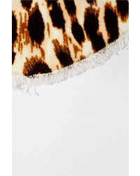 Maison Margiela Leopard Print Velvet Trimmed Neoprene Jacket Off White