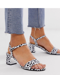 New Look Wide Fit Low Block Heel In Dalmation