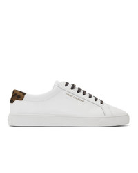 White Leopard Leather Low Top Sneakers