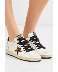 Golden Goose Deluxe Brand B Leopard Print Calf Hair And Leather Sneakers