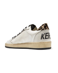 Golden Goose Deluxe Brand B Leopard Print Calf Hair And Leather Sneakers