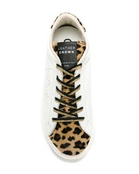 Leather Crown Leopard Print Panel Sneakers