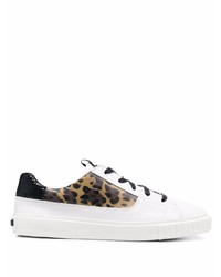 Just Cavalli Leopard Print Panelled Leather Sneakers