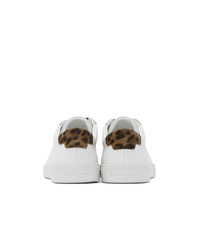 Saint Laurent White Leopard Print Andy Sneakers