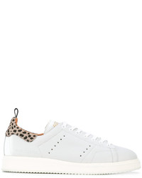 white leopard print trainers