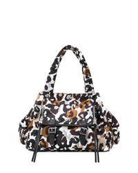 White Leopard Leather Tote Bag