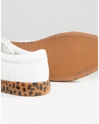 Asos Sneakers In White With Leopard Print Sole