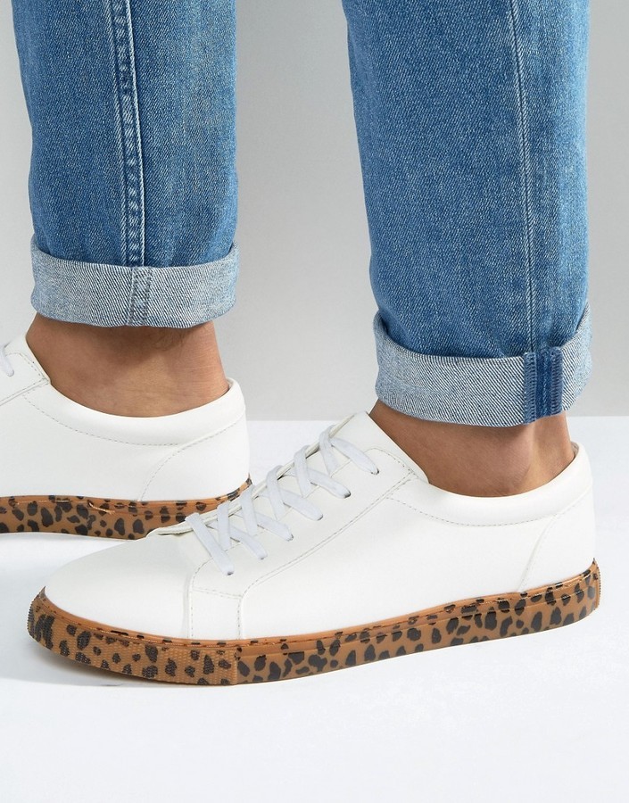 white and leopard sneakers