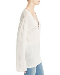 IRO Alety Lace Up Linen Top