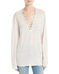 IRO Alety Lace Up Linen Top