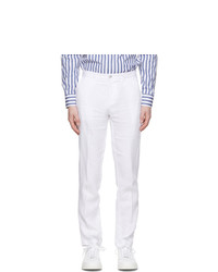 BOSS White Linen Crigan 3 D Trousers