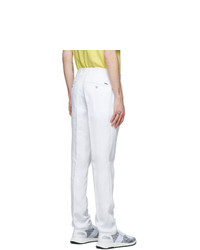 BOSS White Linen Crigan3 D Trousers