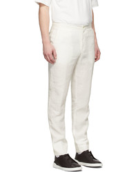 Ermenegildo Zegna White Washed Linen Trousers