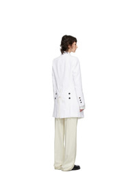 Ann Demeulemeester White Cotton And Linen Coat
