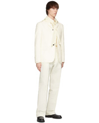 UNIFORME Off White Wide Leg Pleated Trousers