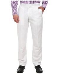 Men's Navy Wool Blazer, Navy Crew-neck Sweater, White Linen Dress Pants ...