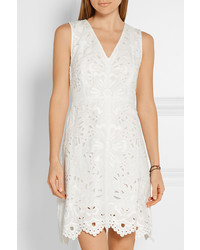 Theory Jemion Broderie Anglaise Linen And Cotton Blend Dress White